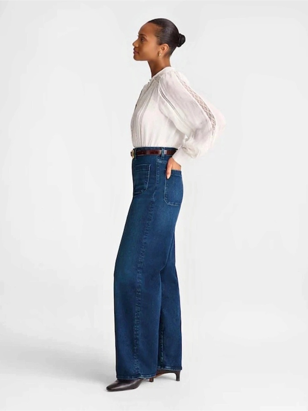 EUC Madewell Curvy Emmett Wide Leg Denim Jeans  Nighthawk Wash Superstretch